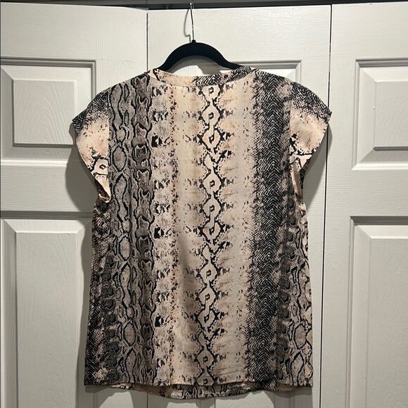Joie Snake Print V-Neck Top, Size Large - Picture 7 of 10